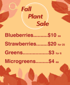 Fall plant sale flyer with plant prices