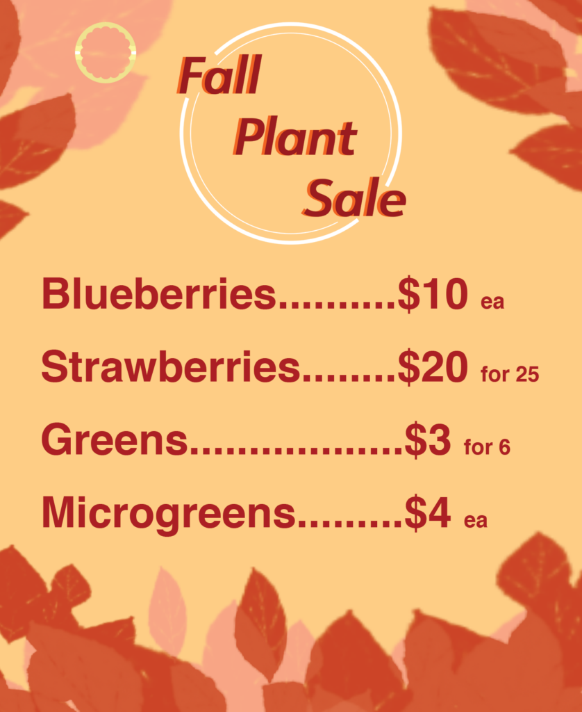 Fall plant sale flyer with plant prices