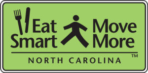 Eat Smart Move More North Carolina logo with green background.