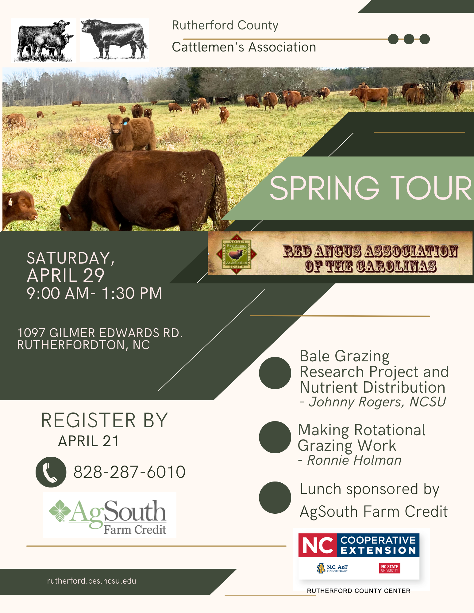 Flyer of upcoming cattlemen's spring tour.