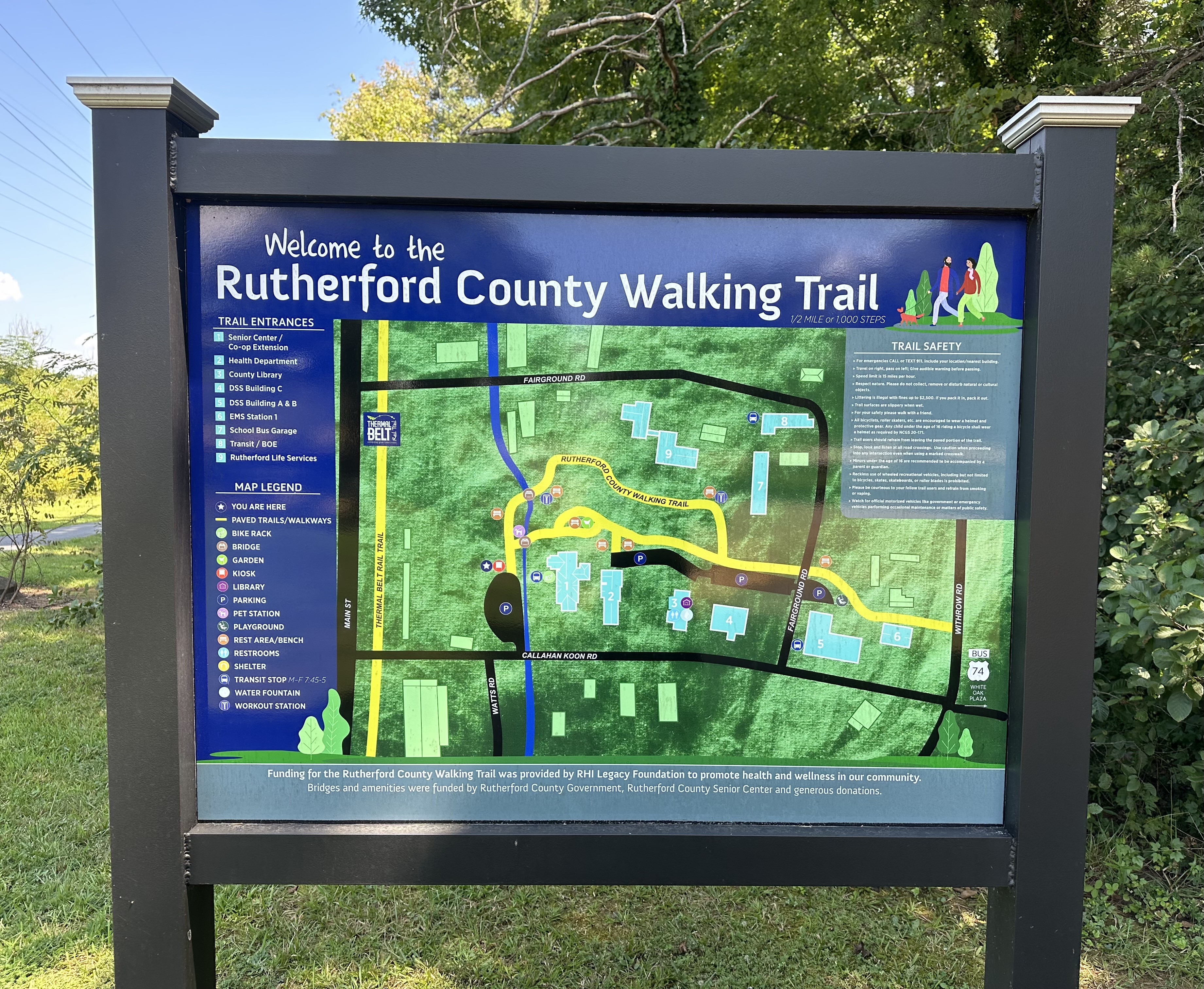 Trail head for Rutherford County Walking Trail 